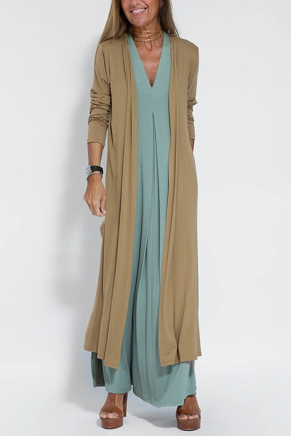 Renee | Elegant long dress + matching cardigan FREE