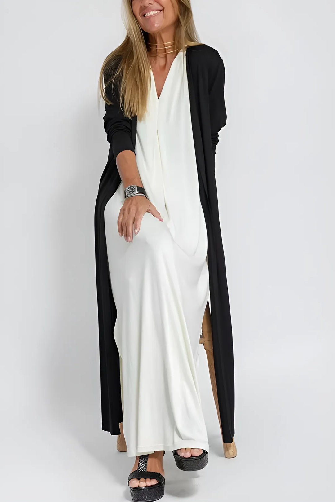 Renee | Elegant long dress + matching cardigan FREE