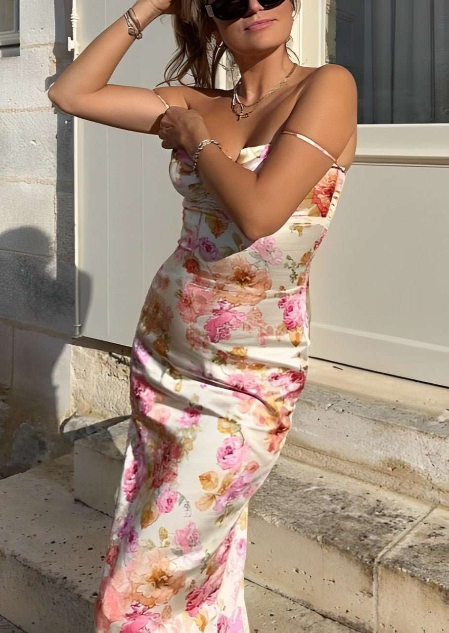 Lucy | Floral Satin Maxi Dress
